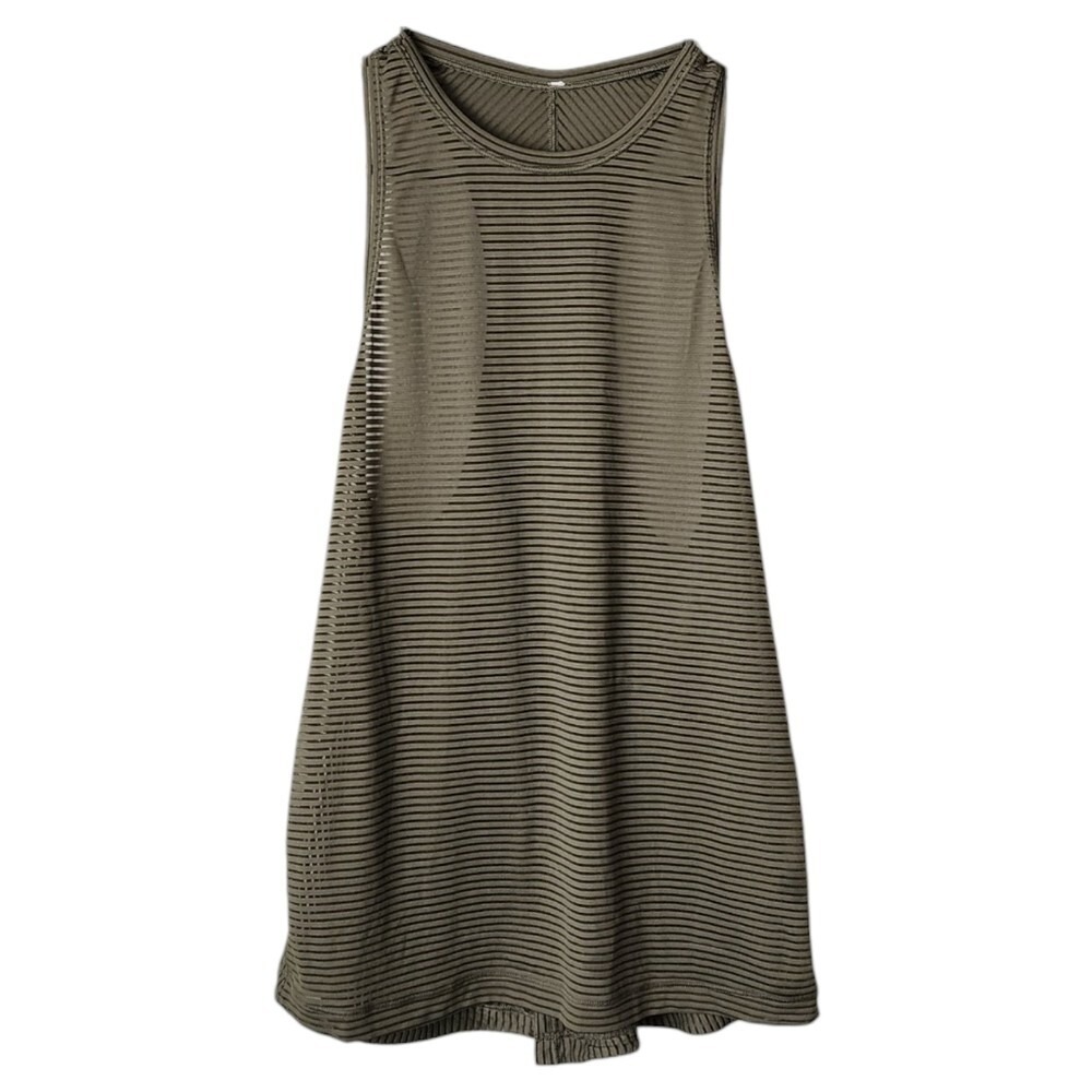 LULULEMON Miles Ahead Tank Stripe Sage Green Sleeveless Athletic Top